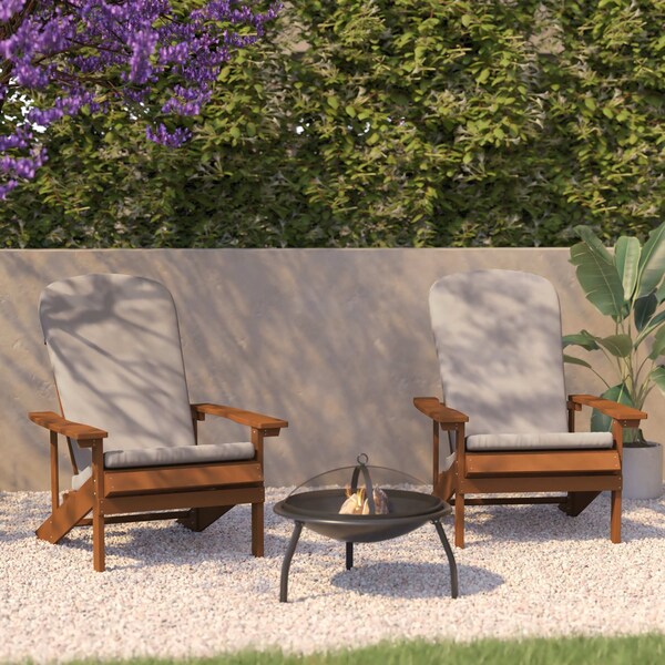 Flash Furniture Teak Adirondack Chairs with Cream Cushions, 2PK 2-JJ-C14501-CSNCR-TEAK-GG - main